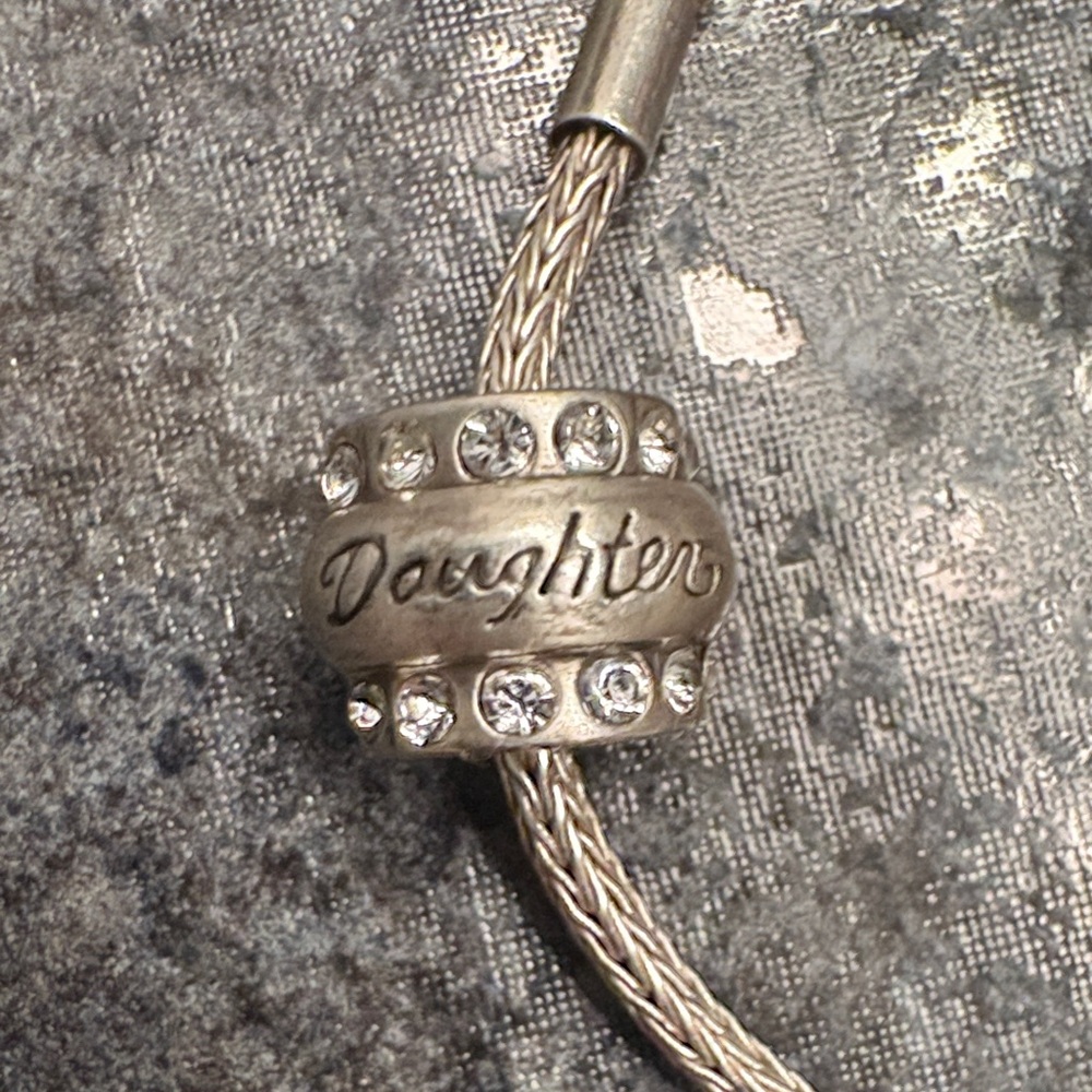 Silver 'Daughter' Charm with crystal accents